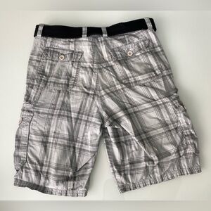 Plaid Cargo Shorts Grey Casual Classic Timeless Shorts - Size 34